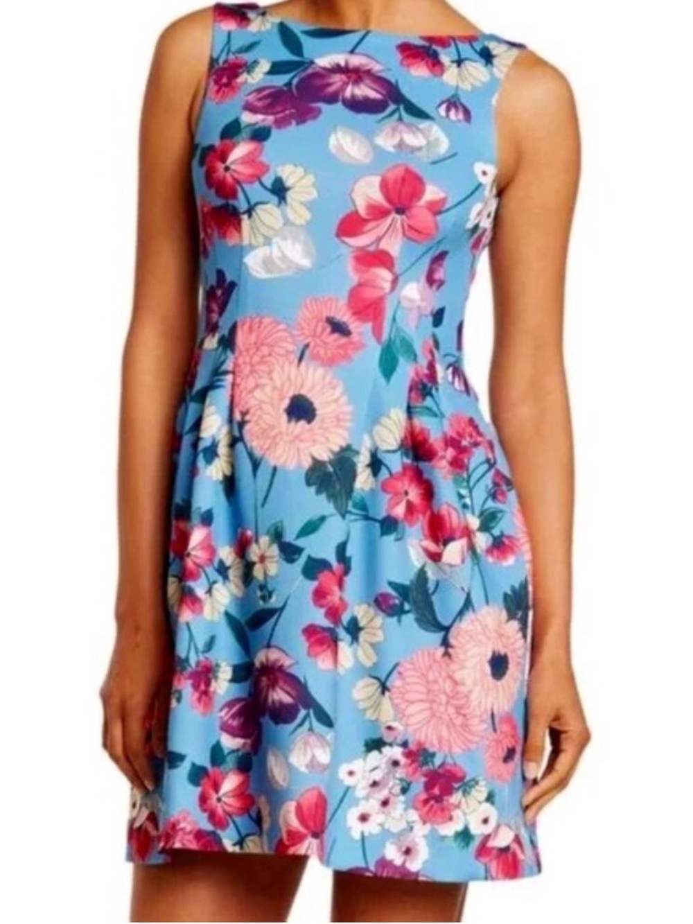 VINCE CAMUTO Floral Print Fit & Flare Scuba Dress